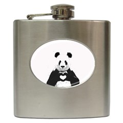 Panda Love Heart Hip Flask (6 Oz) by BangZart