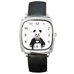 Panda Love Heart Square Metal Watch by BangZart