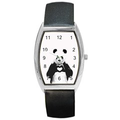 Panda Love Heart Barrel Style Metal Watch by BangZart