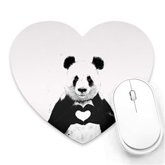 Panda Love Heart Heart Mousepads by BangZart