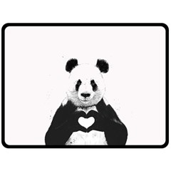 Panda Love Heart Fleece Blanket (large)  by BangZart