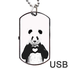 Panda Love Heart Dog Tag Usb Flash (two Sides) by BangZart