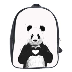 Panda Love Heart School Bags (xl)  by BangZart