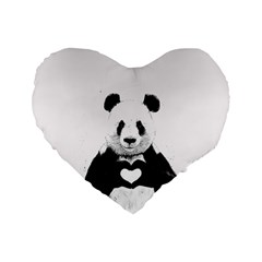 Panda Love Heart Standard 16  Premium Heart Shape Cushions by BangZart