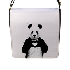 Panda Love Heart Flap Messenger Bag (l)  by BangZart