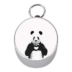 Panda Love Heart Mini Silver Compasses by BangZart