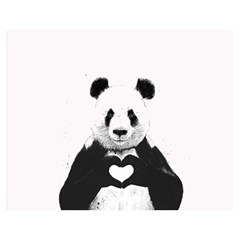 Panda Love Heart Double Sided Flano Blanket (medium)  by BangZart