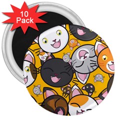 Cats Cute Kitty Kitties Kitten 3  Magnets (10 Pack)  by BangZart