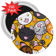 Cats Cute Kitty Kitties Kitten 3  Magnets (100 Pack) by BangZart