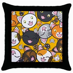 Cats Cute Kitty Kitties Kitten Throw Pillow Case (black) by BangZart