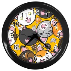 Cats Cute Kitty Kitties Kitten Wall Clocks (black) by BangZart