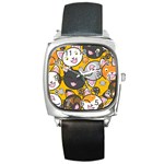 Cats Cute Kitty Kitties Kitten Square Metal Watch Front