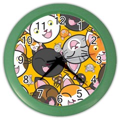 Cats Cute Kitty Kitties Kitten Color Wall Clocks by BangZart