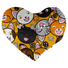 Cats Cute Kitty Kitties Kitten Large 19  Premium Heart Shape Cushions by BangZart