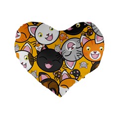 Cats Cute Kitty Kitties Kitten Standard 16  Premium Flano Heart Shape Cushions by BangZart