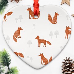 Fox Animal Wild Pattern Ornament (heart) by BangZart