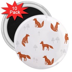 Fox Animal Wild Pattern 3  Magnets (10 Pack)  by BangZart