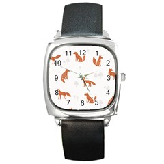 Fox Animal Wild Pattern Square Metal Watch by BangZart