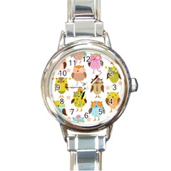 Cute Owls Pattern Round Italian Charm Watch by BangZart