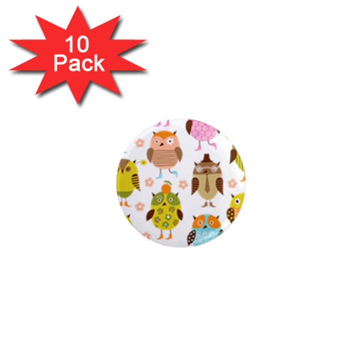 Cute Owls Pattern 1  Mini Magnet (10 pack) 