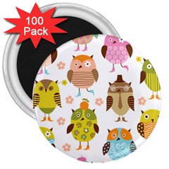 Cute Owls Pattern 3  Magnets (100 Pack) by BangZart