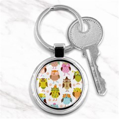 Cute Owls Pattern Key Chains (round)  by BangZart