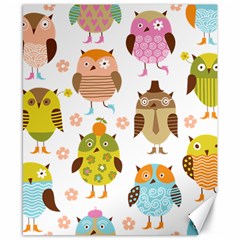 Cute Owls Pattern Canvas 8  X 10  by BangZart