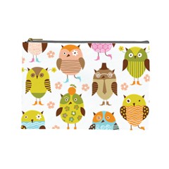 Cute Owls Pattern Cosmetic Bag (large)  by BangZart