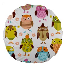 Cute Owls Pattern Large 18  Premium Round Cushions by BangZart