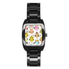 Cute Owls Pattern Stainless Steel Barrel Watch by BangZart