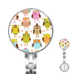 Cute Owls Pattern Stainless Steel Nurses Watch by BangZart