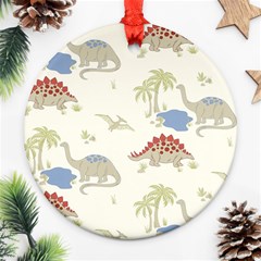 Dinosaur Art Pattern Ornament (round) by BangZart