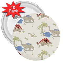 Dinosaur Art Pattern 3  Buttons (10 Pack)  by BangZart