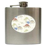 Dinosaur Art Pattern Hip Flask (6 oz) Front