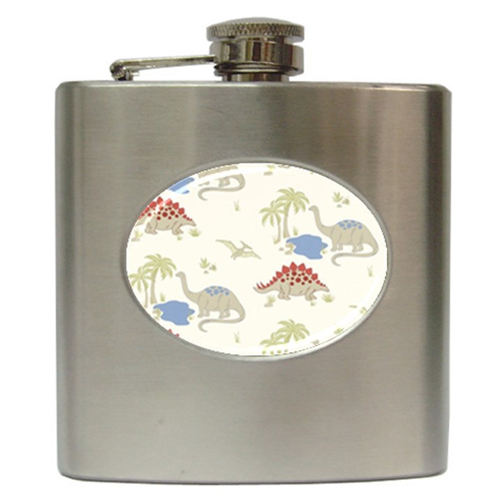 Dinosaur Art Pattern Hip Flask (6 oz)