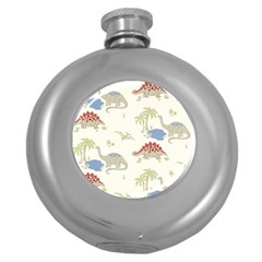 Dinosaur Art Pattern Round Hip Flask (5 Oz) by BangZart