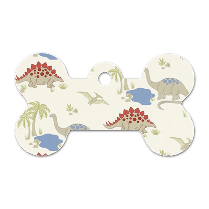 Dinosaur Art Pattern Dog Tag Bone (One Side)