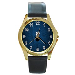 Funny Face Round Gold Metal Watch by BangZart