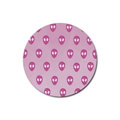 Alien Pattern Pink Rubber Round Coaster (4 Pack)  by BangZart