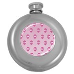 Alien Pattern Pink Round Hip Flask (5 oz) Front