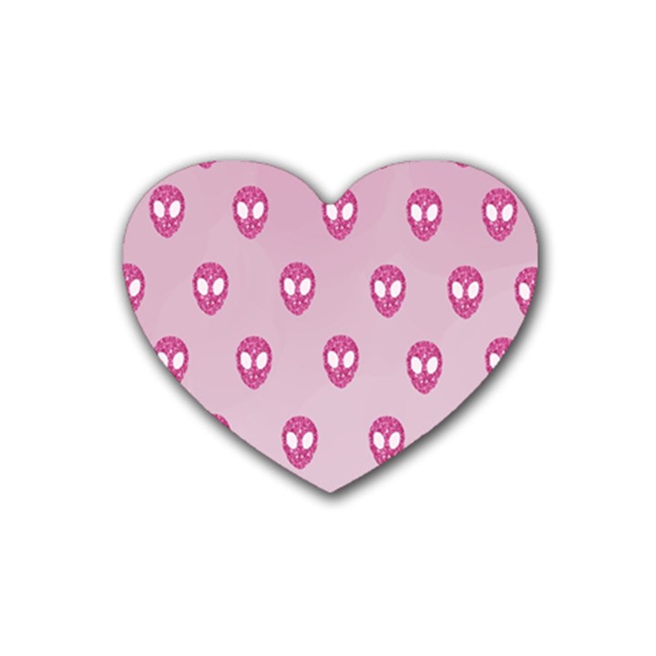 Alien Pattern Pink Rubber Coaster (Heart) 