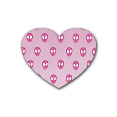 Alien Pattern Pink Heart Coaster (4 Pack)  by BangZart