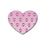 Alien Pattern Pink Heart Coaster (4 pack)  Front