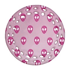 Alien Pattern Pink Round Filigree Ornament (two Sides) by BangZart