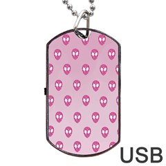 Alien Pattern Pink Dog Tag Usb Flash (two Sides) by BangZart