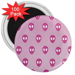 Alien Pattern Pink 3  Magnets (100 Pack) by BangZart