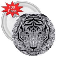 Tiger Head 3  Buttons (100 Pack)  by BangZart