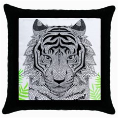 Tiger Head Throw Pillow Case (black) by BangZart