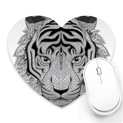 Tiger Head Heart Mousepads by BangZart