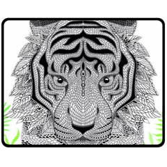 Tiger Head Fleece Blanket (medium)  by BangZart